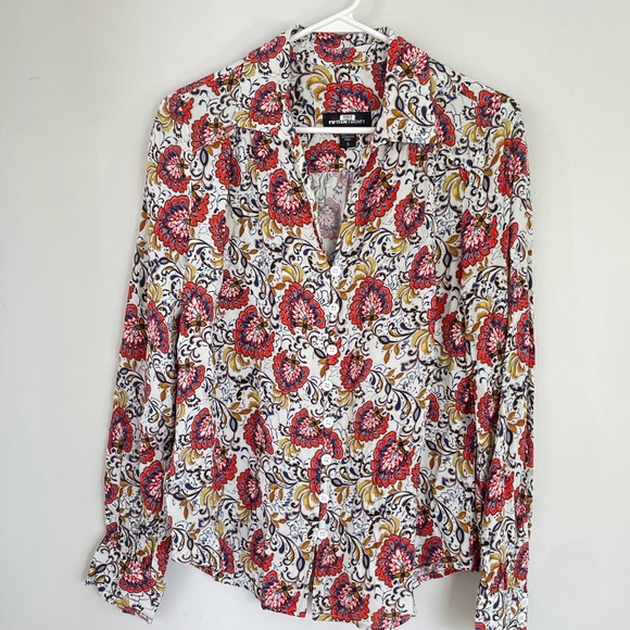 Fifteen Twenty Floral Button Down Blouse Top Women’s S Red Orange Paisley Boho - Picture 6 of 12
